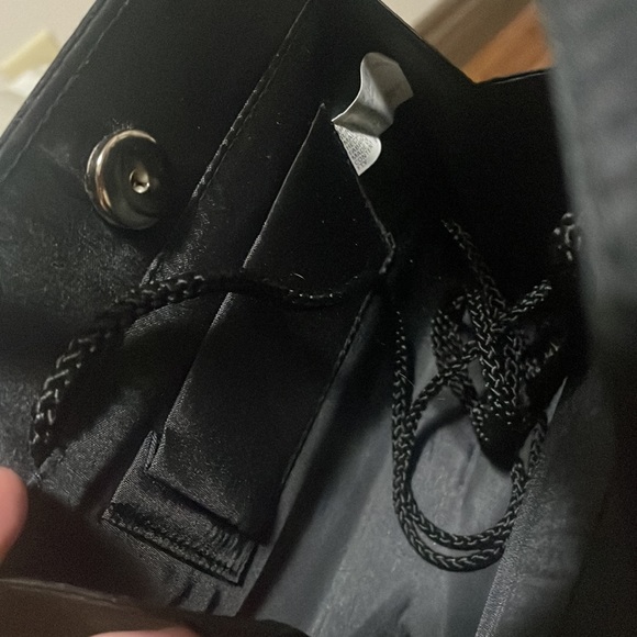 Black Satin and Rhinestone Evening Bag. - Picture 3 of 4